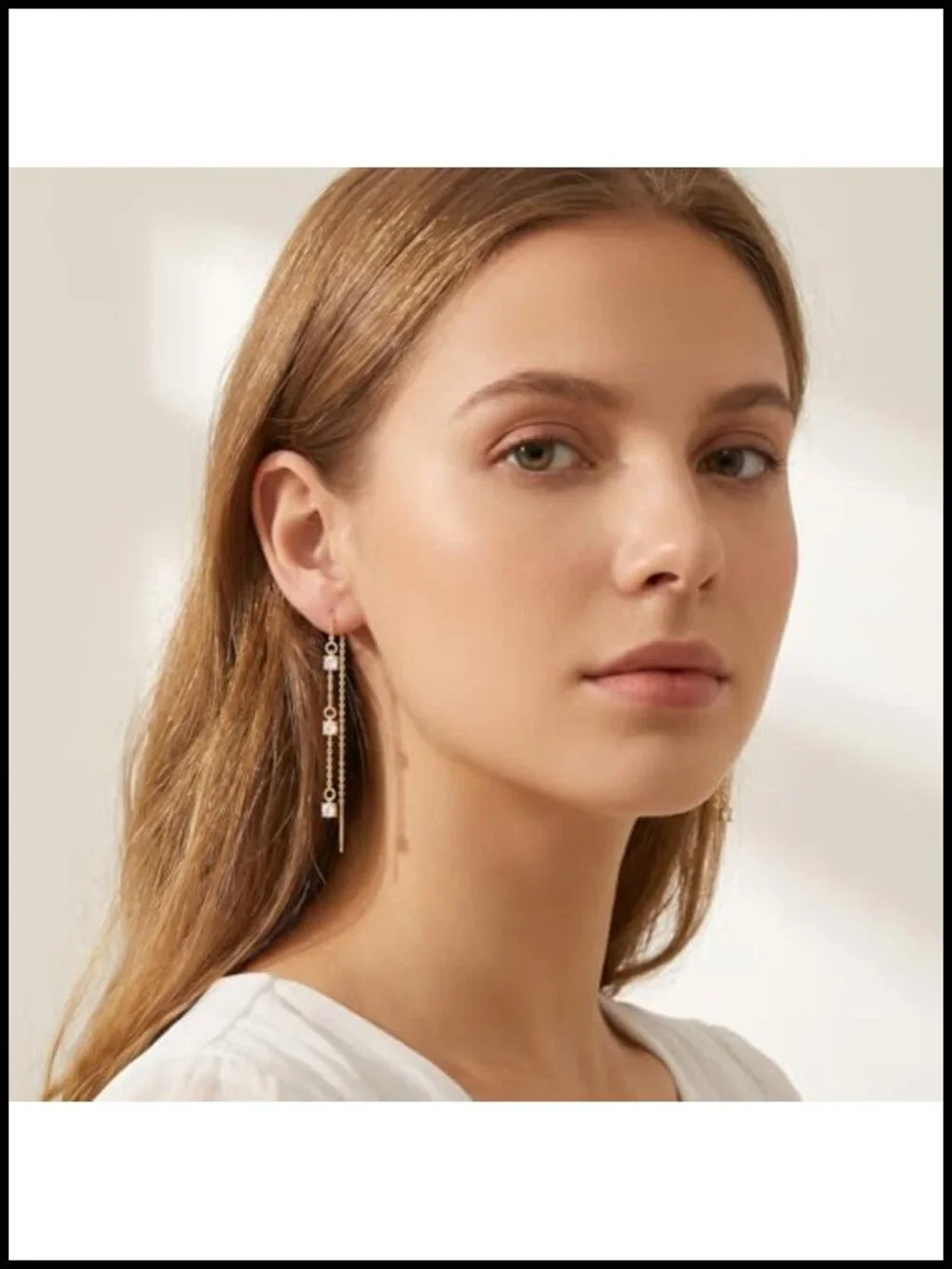 S925 Sterling Silver CZ Chain Dangle Earrings for Women Teens